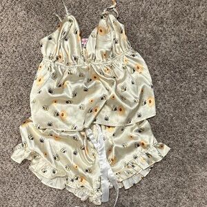 Elegant Floral Satin Pajama Set